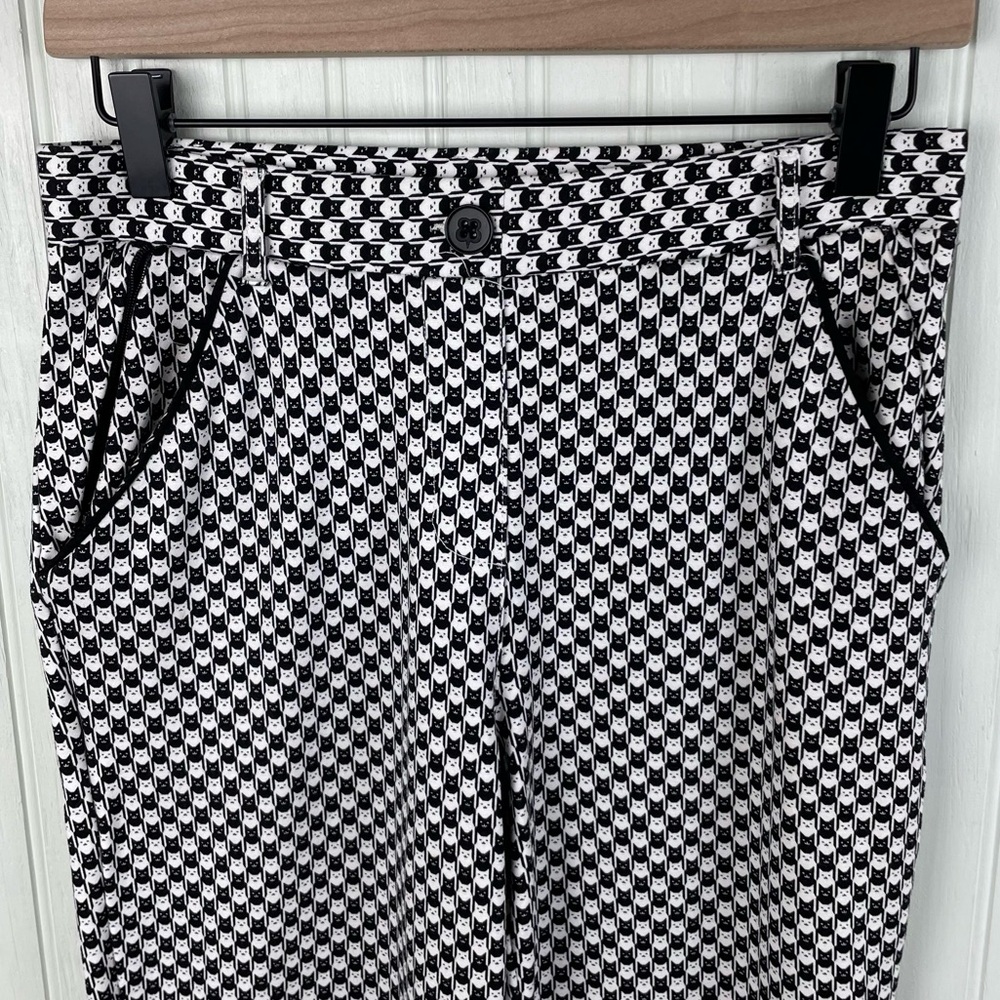 Betabrand Straight Leg Chino Dress Yoga Pants Catstooth Cat Print Size Small - Picture 4 of 9